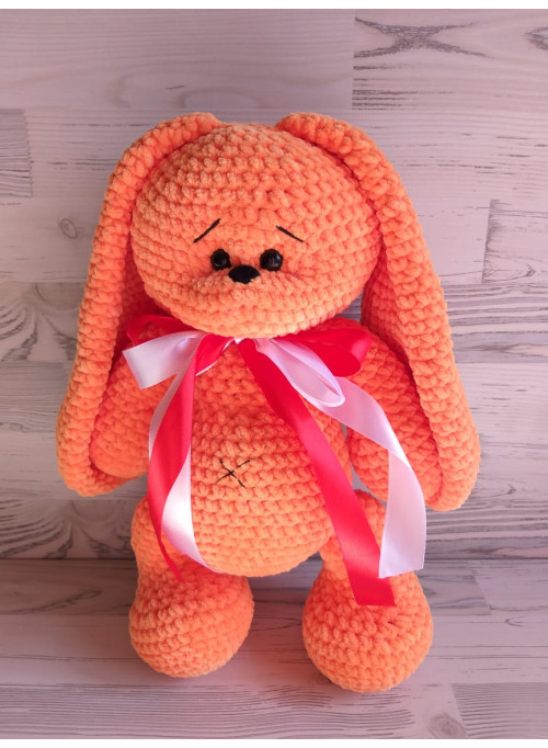 Вязанная игрушка ручной работы Заяц оранжевый H316 (40 см)