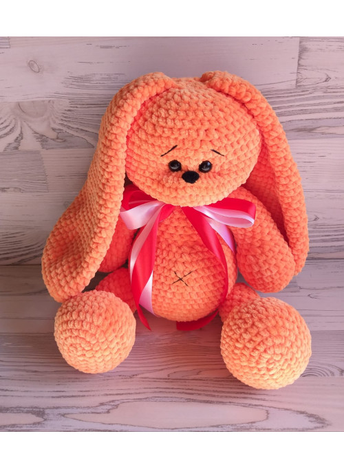 Вязанная игрушка ручной работы Заяц оранжевый H316 (40 см)