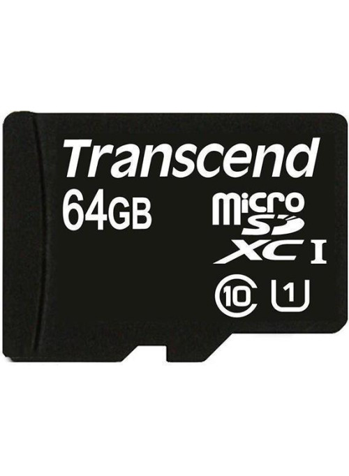 Карта памяти Transcend Premium microSDXC UHS-I 64Gb Class 10 + SD adapter