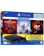 Игровая приставка Sony PlayStation 4 Slim 1 TB Black (CUH-2208B) + Marvel's Человек-Паук + Horizon Zero Dawn Complete Edition + Gran Turismo: Sport + PS Plus 90 дней