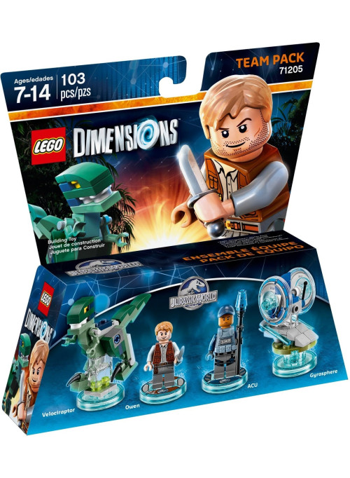 LEGO Dimensions Team Pack (71205) - Jurassic World (Velociraptor, Owen, ACU, Gyrosphere)