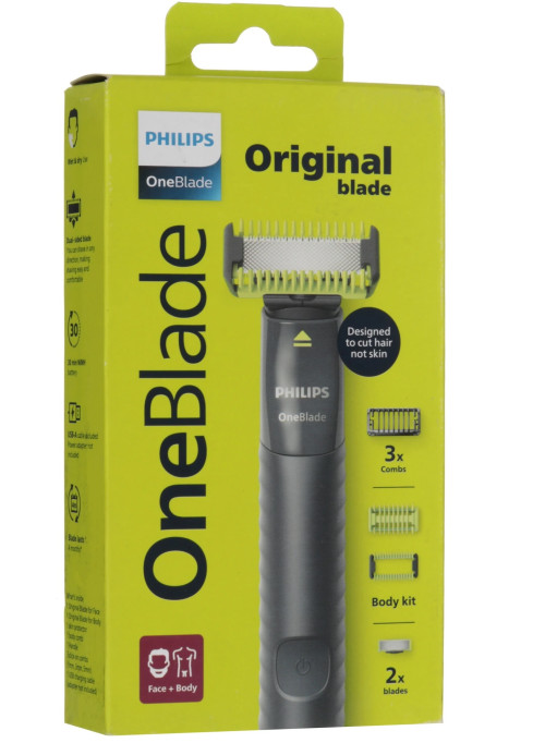 Триммер Philips OneBlade QP1624/10 черный/зеленый лайм