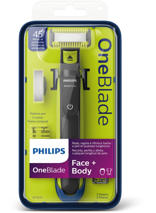 Триммер Philips OneBlade QP2620/20 черный/зеленый лайм