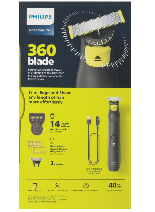 Триммер Philips OneBlade Pro QP6542/15 черный/зеленый лайм