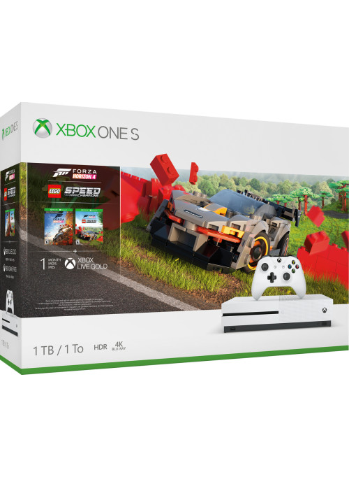 Игровая приставка Microsoft Xbox One S 1 Tb White + Forza Horizon 4 + LEGO Speed Champions