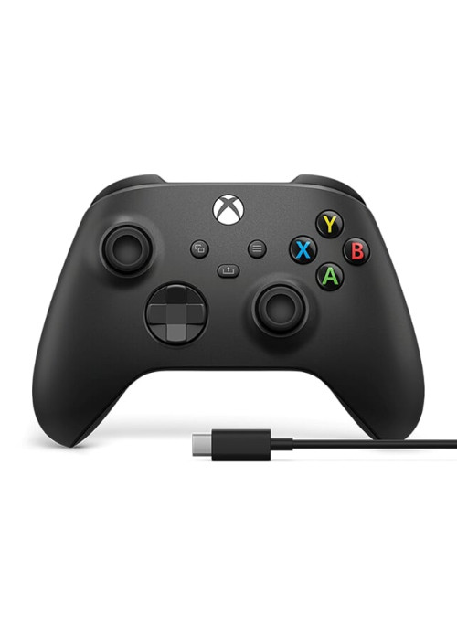Геймпад беспроводной Microsoft для Xbox One/Series X|S Wireless Controller Carbon Black (чёрный) + кабель USB Type-C (1V8-00008)